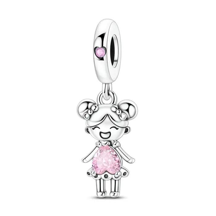 Breloque Cœur Petite Fille en Argent Sterling 925