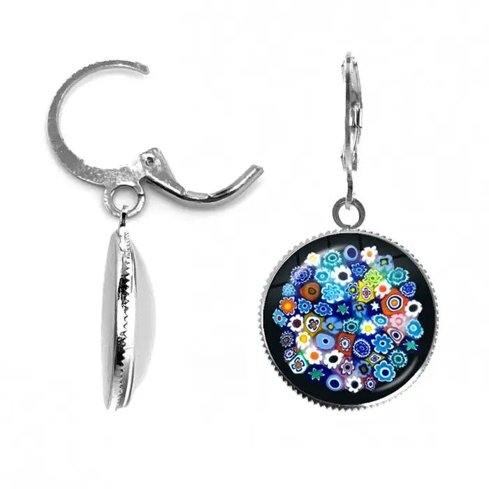 Boucles d'oreilles en forme de fleur de Murano Millefiori