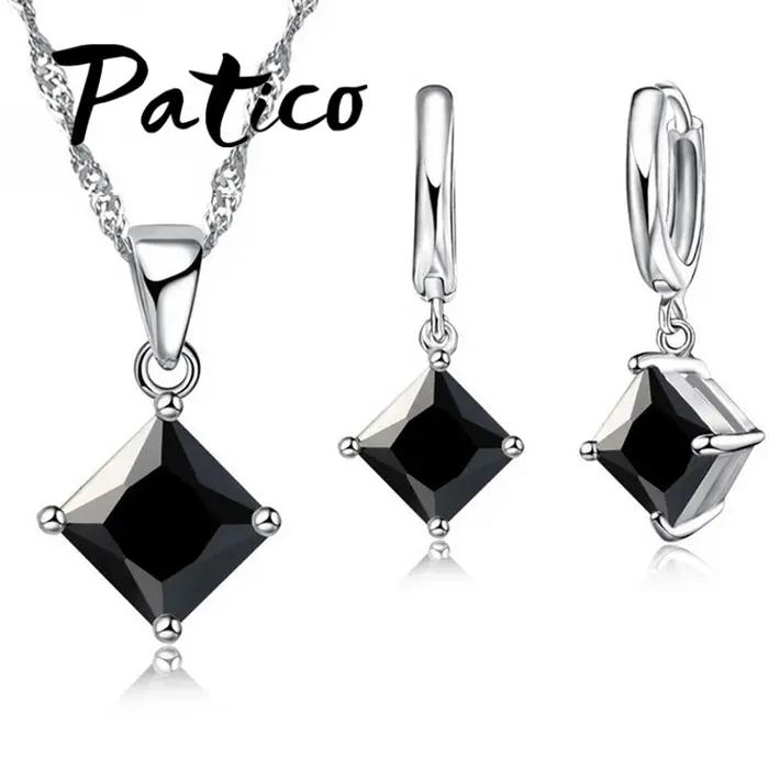 Ensemble de bijoux quadrilatère en argent regardé 925 pour femme
