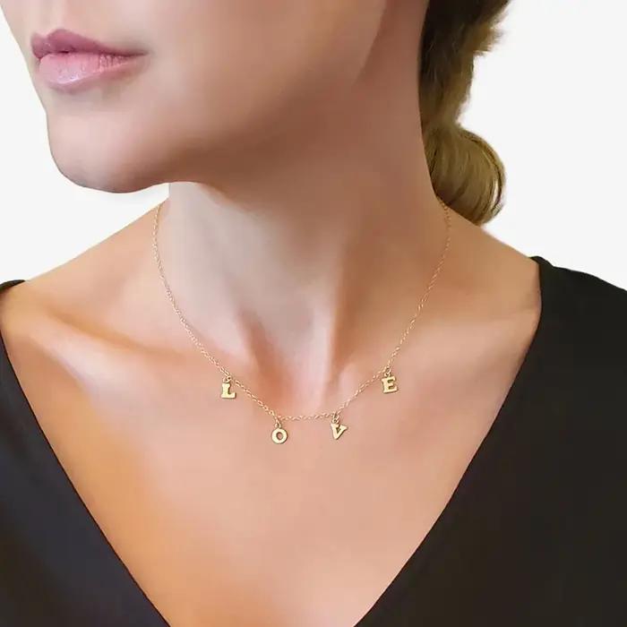 Breloque lettre bloc rempli d'or 14K