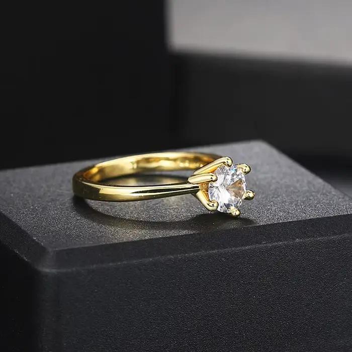 Bague de mariage en zircone cubique plaquée or 14K pour femme, alliance de mariage classique, occasion spéciale, demande en mariage, anniversaire