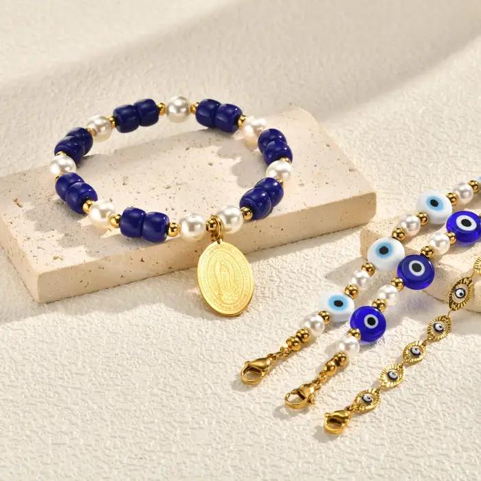 Bracelet de perles commissionné pour femme, bijoux empilables simples, 10mm
