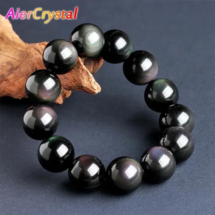 Bracelet en obsidienne œil arc-en-ciel naturel