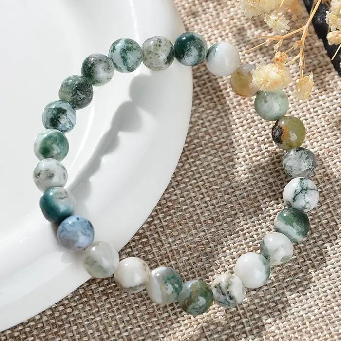 1 morceau de bracelet en cristal de guérison de dépression. Agate Dendritique. Soulage le stress