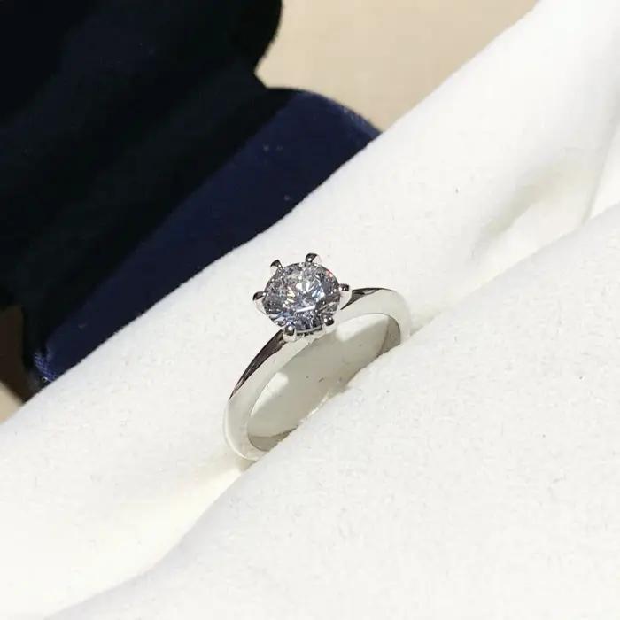 Bague de fiançailles femme classique en argent sterling S 925. Diamant 100% Mozambique 1 carat. cadeau d'anniversaire