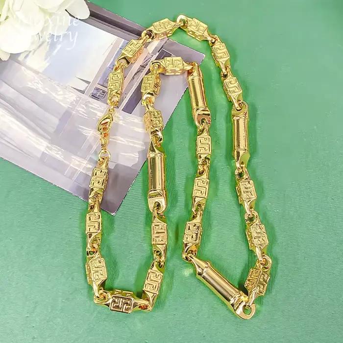 Collier long doré à maillons, plaqué or, style hip-hop, ensemble de bijoux pour homme, bijoux de fiançailles, cadeaux de luxe pour fêtes