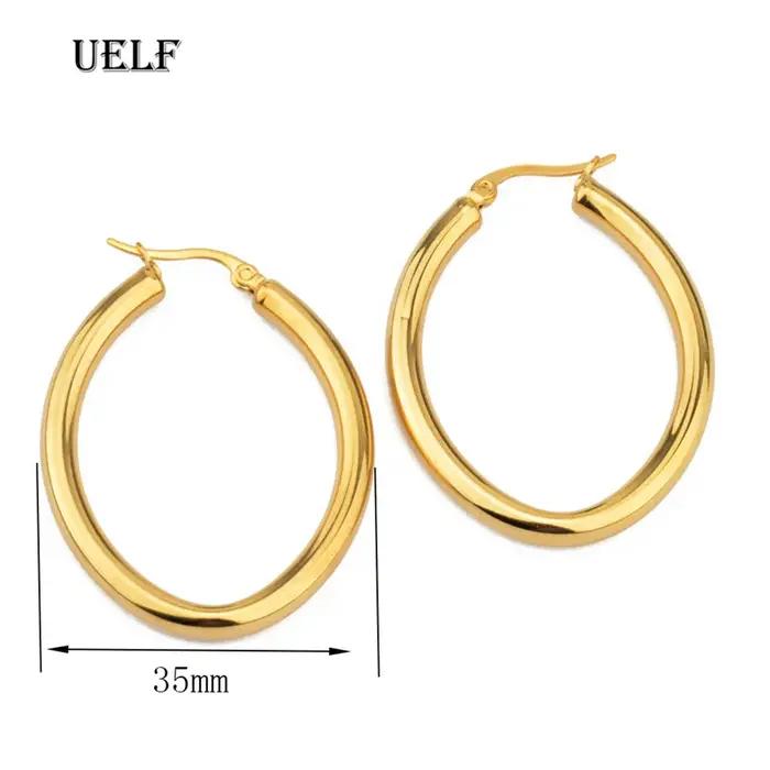 Uelf – boucles d'oreilles créoles circulaires de couleur or