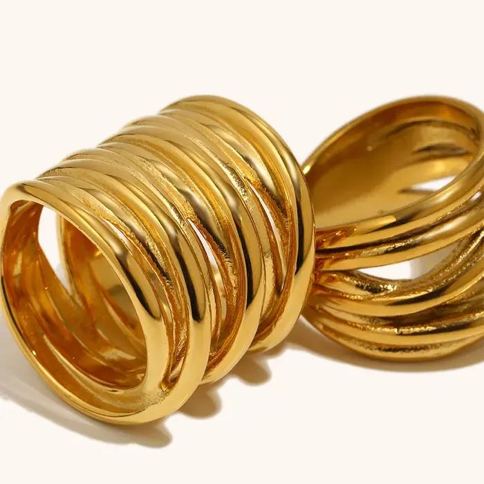 LA.Muses – bague multicouche en acier inoxydable pour femmes