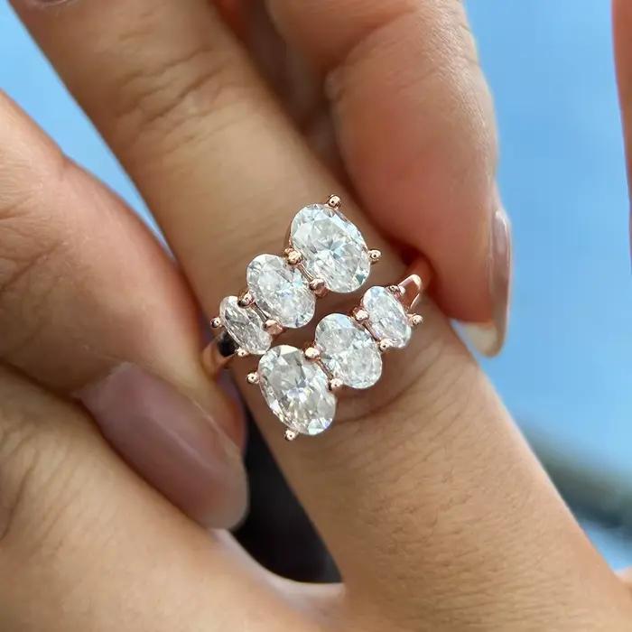 Bague de fiançailles en diamant Moissanite pour femmes