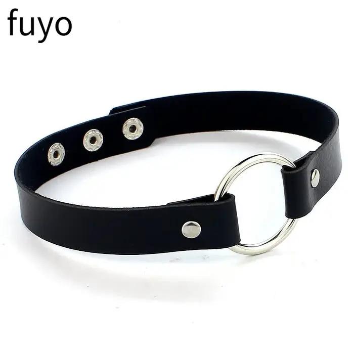 Collier gothique en cuir pu pour femmes punk rock avec motifs plantes et croix pour anniversaires et soirées