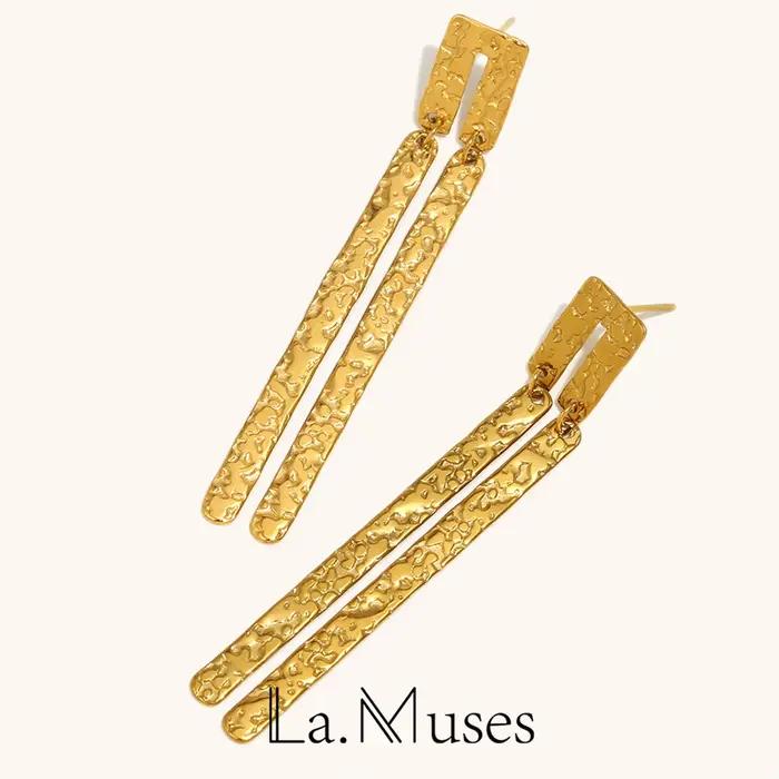 La. Muses – boucles d'oreilles rectangulaires en acier inoxydable pour femmes