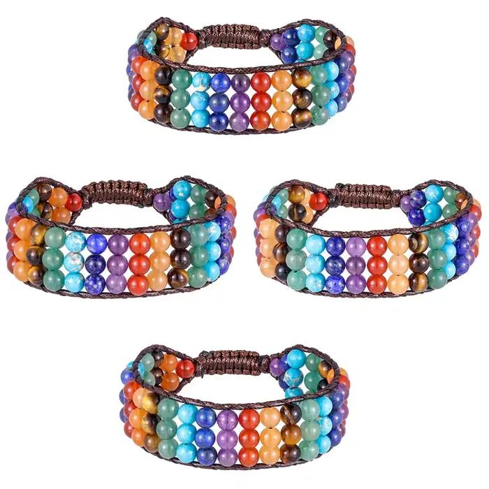 Bracelets multicouches en pierre de cristal naturel
