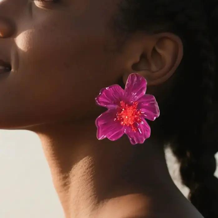 Boucles d'oreilles tendance en résine colorée pour femmes