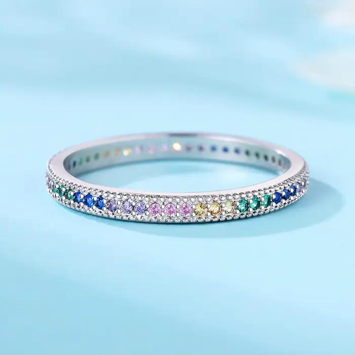 Orstarry – bague en argent Sterling S925, à la mode et polyvalente, en zirconium coloré, pour femmes, bijoux cadeau d'anniversaire
