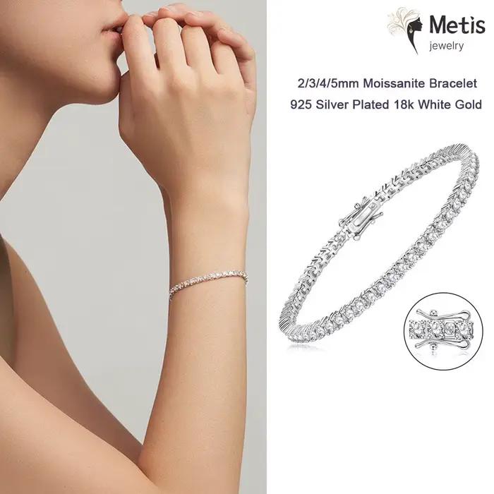 Bracelet de tennis délicat en Moissanite plaqué or 18 carats