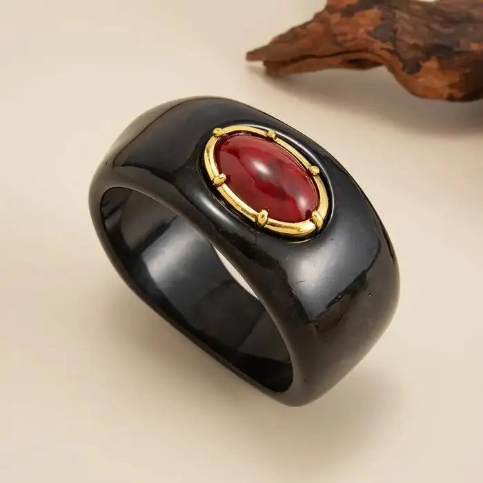 Bracelet manchette en résine acrylique géométrique irrégulier PuRui Bohemia pour femmes, bracelet la