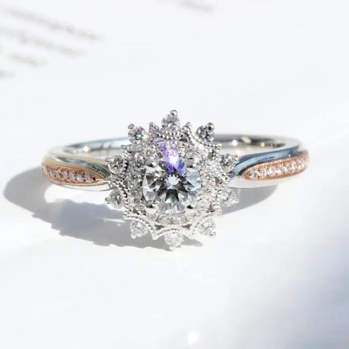 Bagues de couleur en argent regardé 925 pour femmes, bijoux en diamant naturel de 2 carats, alliances, pierres précieuses pures