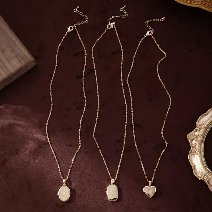 Collier en forme de coeur simple, nar, photo d'ouverture et de fermeture carrée, cuivre 40%, or 18 carats galvanisé, préservation de la couleur