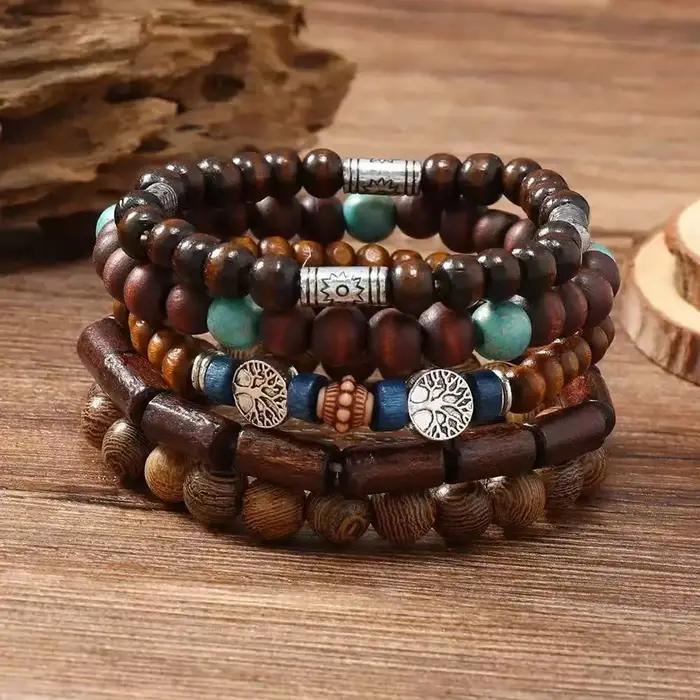 Bijoux populaires transfrontaliers européens et américains ; perles à la main multi-couches avec un sens du design ; bracelets simples et rétro.
