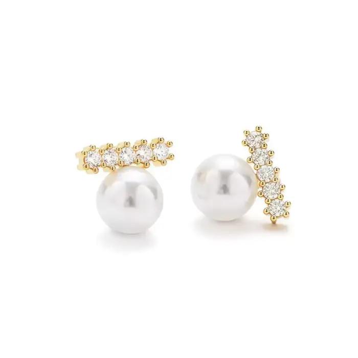 Boucles d'oreilles de luxe classiques en perles, élégantes à la française, haute couture, inaltérables, accessoire de bijouterie polyvalent et stylé