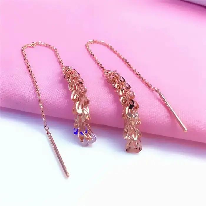 Boucles d'oreilles à pampilles géométriques plaquées or rose pour femmes, style ethnique, bijoux fins, mode originale, parfait pour les soirées formelles et les événements de prestige