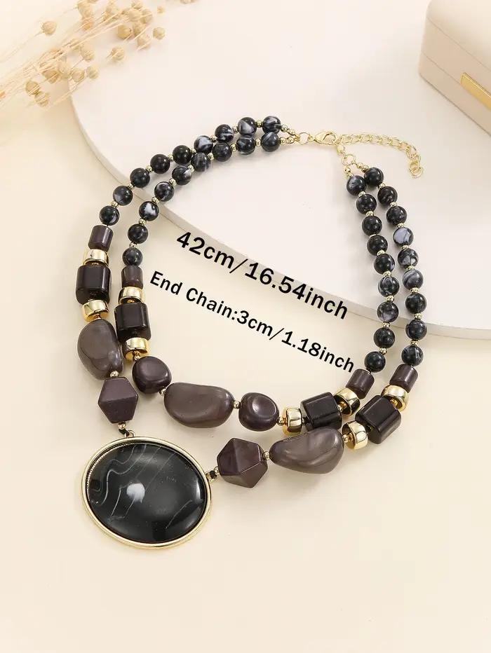 Collier multi-rangs en résine acrylique pour femmes