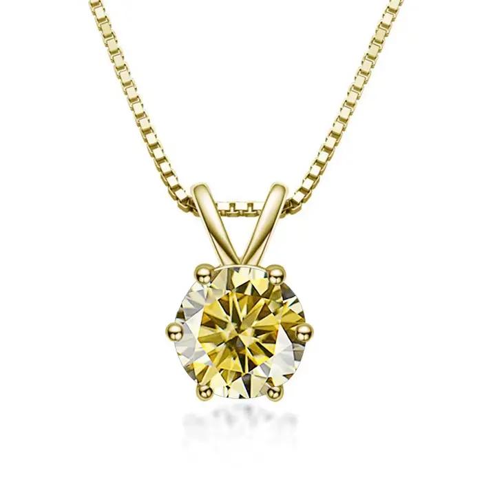 Pendentif Moissanite en Argent Sterling 925 pour Femme, Bijoux de Mariage et Cadeaux Occasions Spéciales