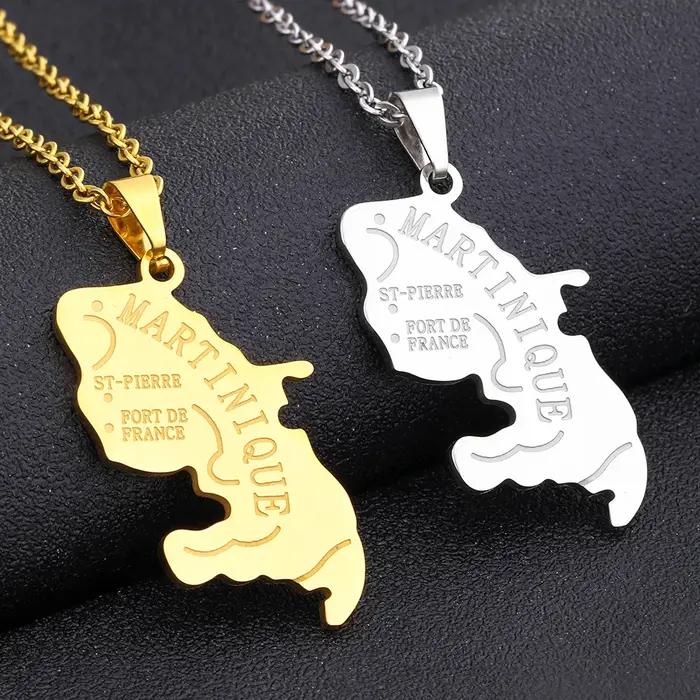 Pendentif en acier inoxydable de la ville de la Martinique pour homme et femme, bijou ethnique pour anniversaire et cadeau culturel caribéen