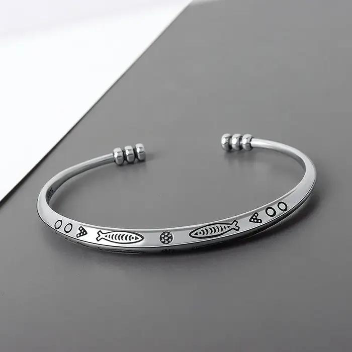 Buyee-Bracelet circulaire en argent regardé 925 pour femme