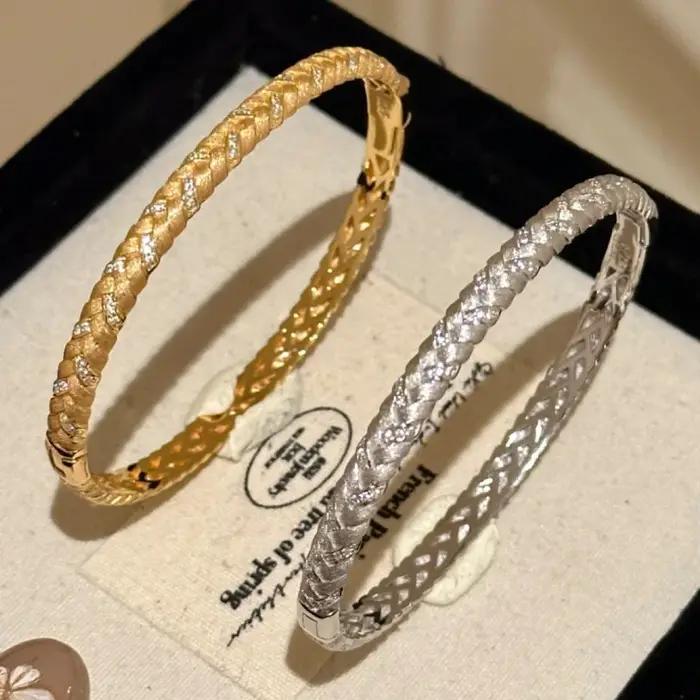Bracelet tissé brossé de style doux vintage pour femme