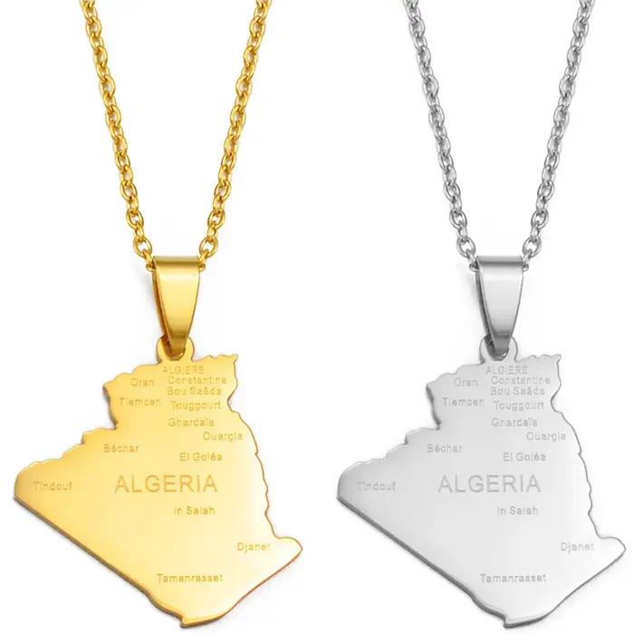 Anniyo Algérie Carte Nom de la Ville Collier Pendentif Bijoux