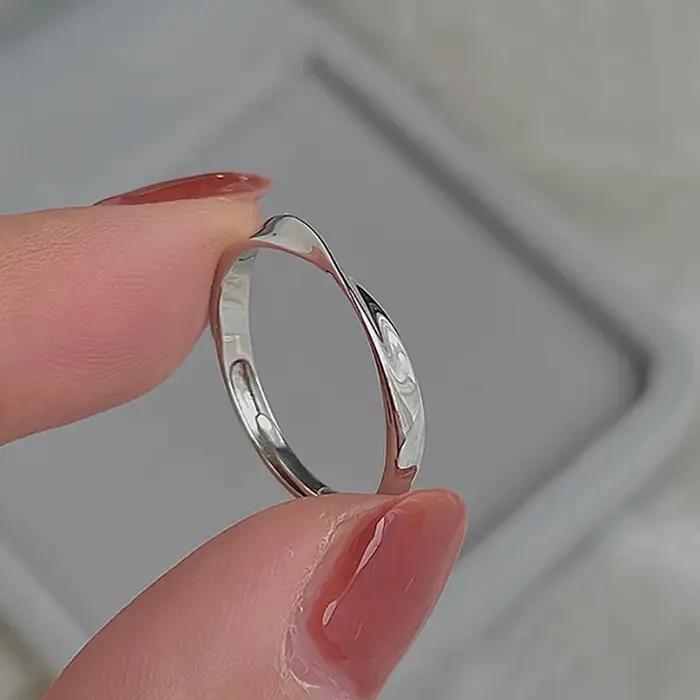 Bague en argent sterling 925 pour femmes minimaliste élégante alliance de mariage ajustable tracker d'humeur occasion spéciale