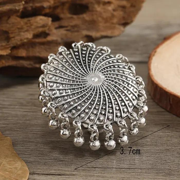 Bagues rondes en argent ethnique Boho pour femmes