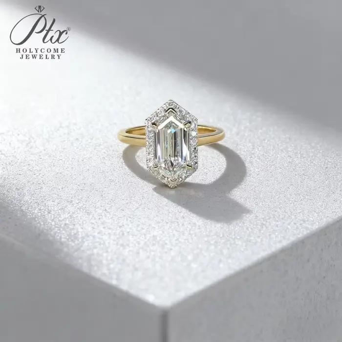 Bague bouclier Moissanite diamant rubis saphir hexagone 925 alliance en argent sterling bijoux pour femme Cadeaux