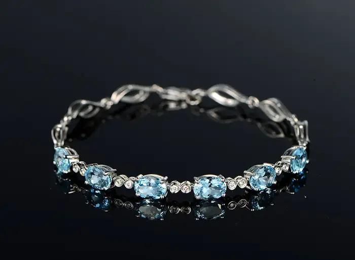 Bracelet en argent 925 saphir exquis pour femmes romantique moderne vintage occasions spéciales engagement anniversaire mariage