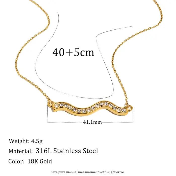 Collier pendentif vague à pois et diamants pour femme E.B.belle, plaqué or, anti-ternissement, style