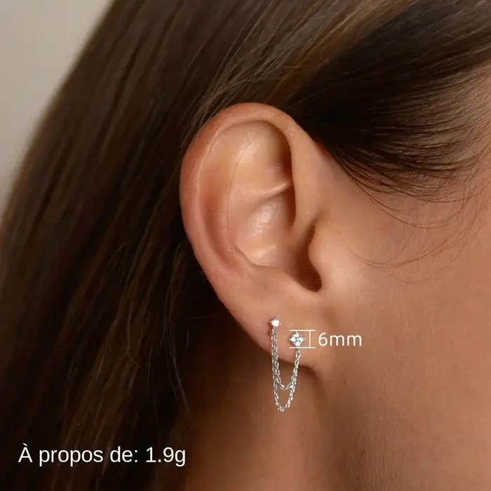 Huitan nouveauté Double clous d'oreille gland chaînes boucles d'oreilles suspendues pour les femmes Piercing