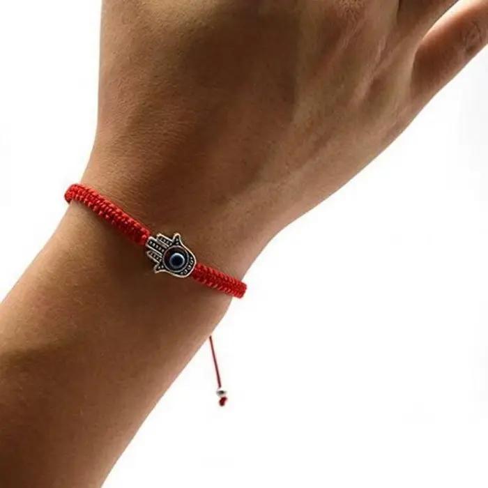 Corde rouge Hamsa main mauvais œil chanceux Kabbale Boho Festival Chic Bracelet oeil bleu perle ronde Bracelet mode Couple bijoux