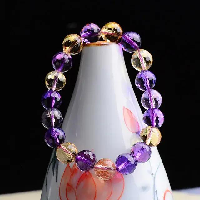 Alanding Yst-Bracelet de perles rondes à facettes pour hommes et femmes