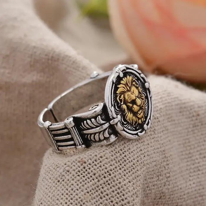 Bague simple tête de Lion Vintage en argent thaïlandais pour homme