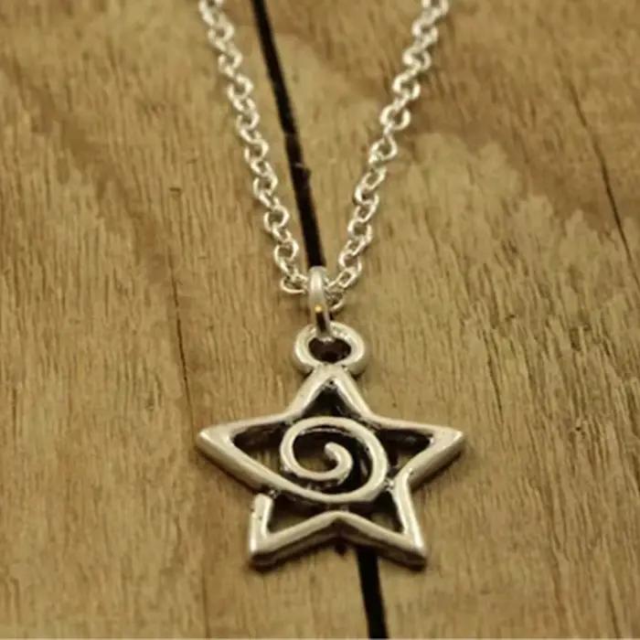 Collier pendentif étoile tourbillon en argent Y2K