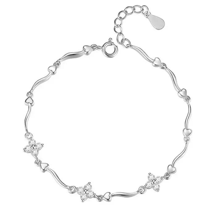 Bracelet en argent Sterling 925, trèfle à quatre feuilles exquis en Zircon, accessoires de bijoux pour femmes, à la mode, pour fête de mariage