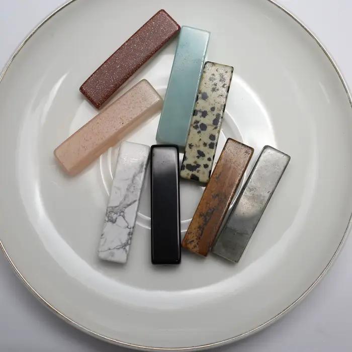Perle rectangulaire en pierre semi-précieuse naturelle
