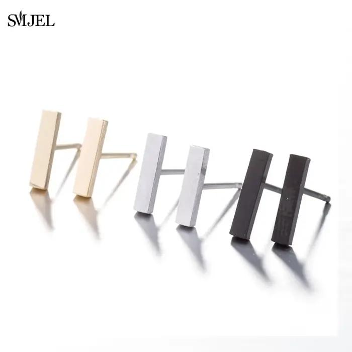 Boucles d'oreilles clous noires tendance pour femmes en acier inoxydable