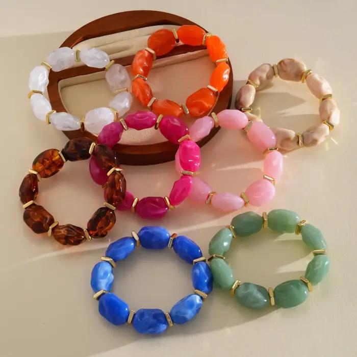 Bracelets en résine multicolores à effet irrégulier pour femmes et hommes