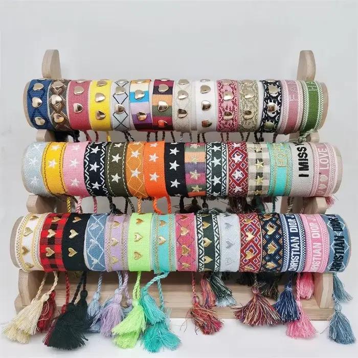 Bracelet avec Logo étoile brodé de Style ethnique bohémien pour femmes