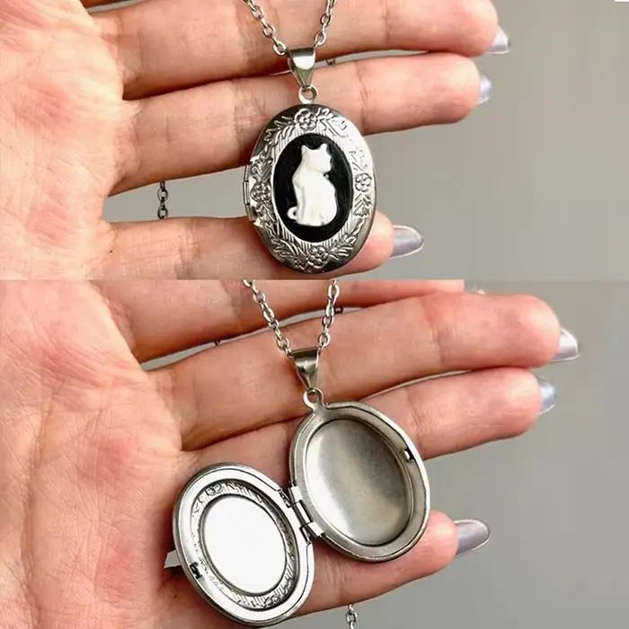 Collier pendentif chat vintage rétro en alliage de zinc rouge-marron pour femmes et filles bijou gothique tendance à offrir pour toutes occasions