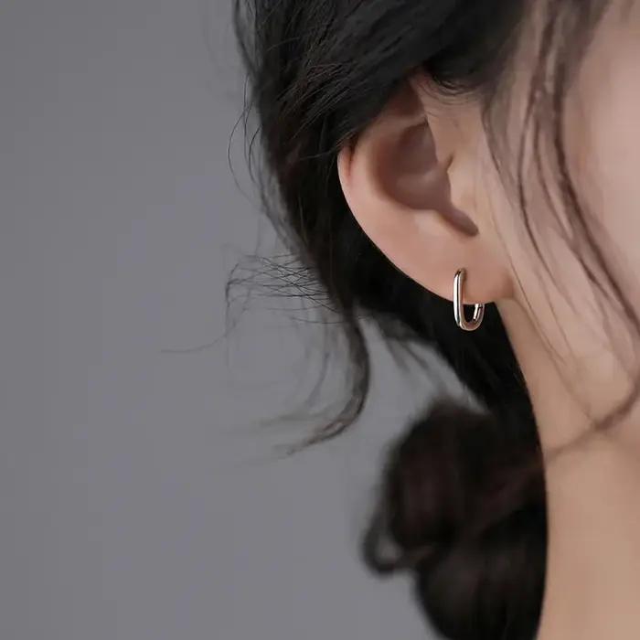 Boucles d'oreilles carrées en argent Sterling 925 pour femmes