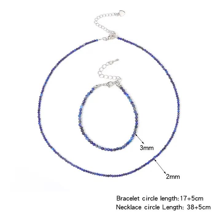 Ensemble collier et bracelet de pierres précieuses pour femmes et filles