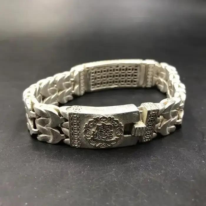 Bracelet en argent tibétain de Style ethnique rétro pour hommes et femmes